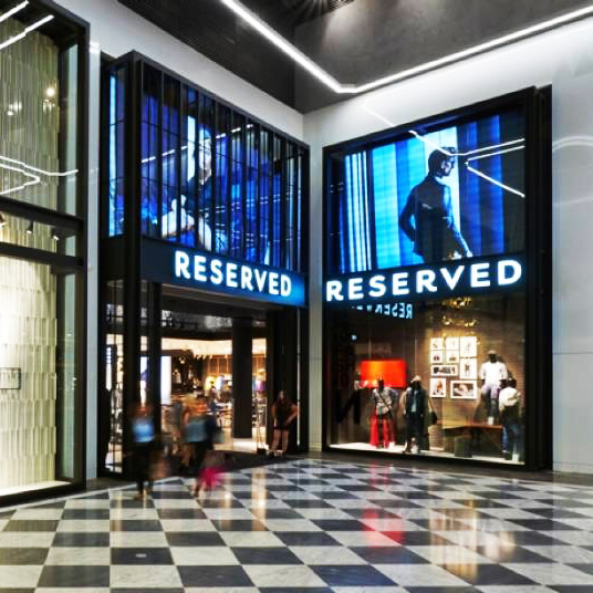 Reserved storefront mall LED screens